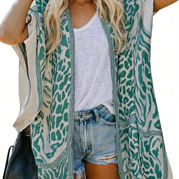 Womens 2025 Summer Beach Hawaiian Vacation Long Kimono Cardigans Swimsuits Cover - Picture 1 of 4